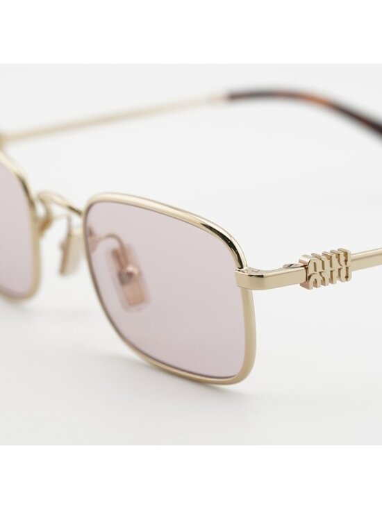 Miu Miu MUA53S ZVN4I0 Sunglasses Gold Rectangle Frame, Pink Lenses main image 9
